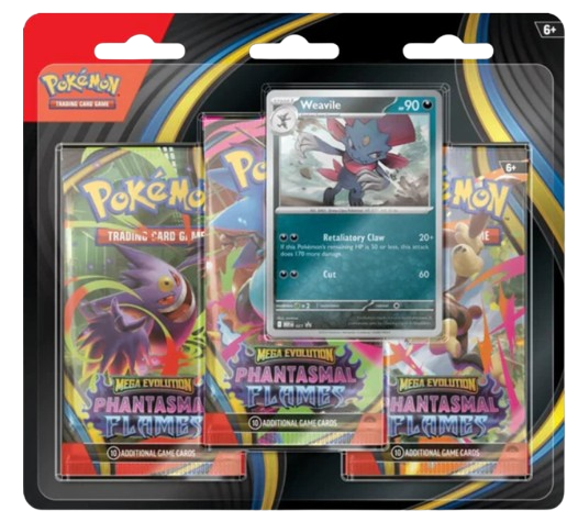 Pokémon TCG: Mega Evolution - Phantasmal Flames 3-Pack Blister (Weavile)